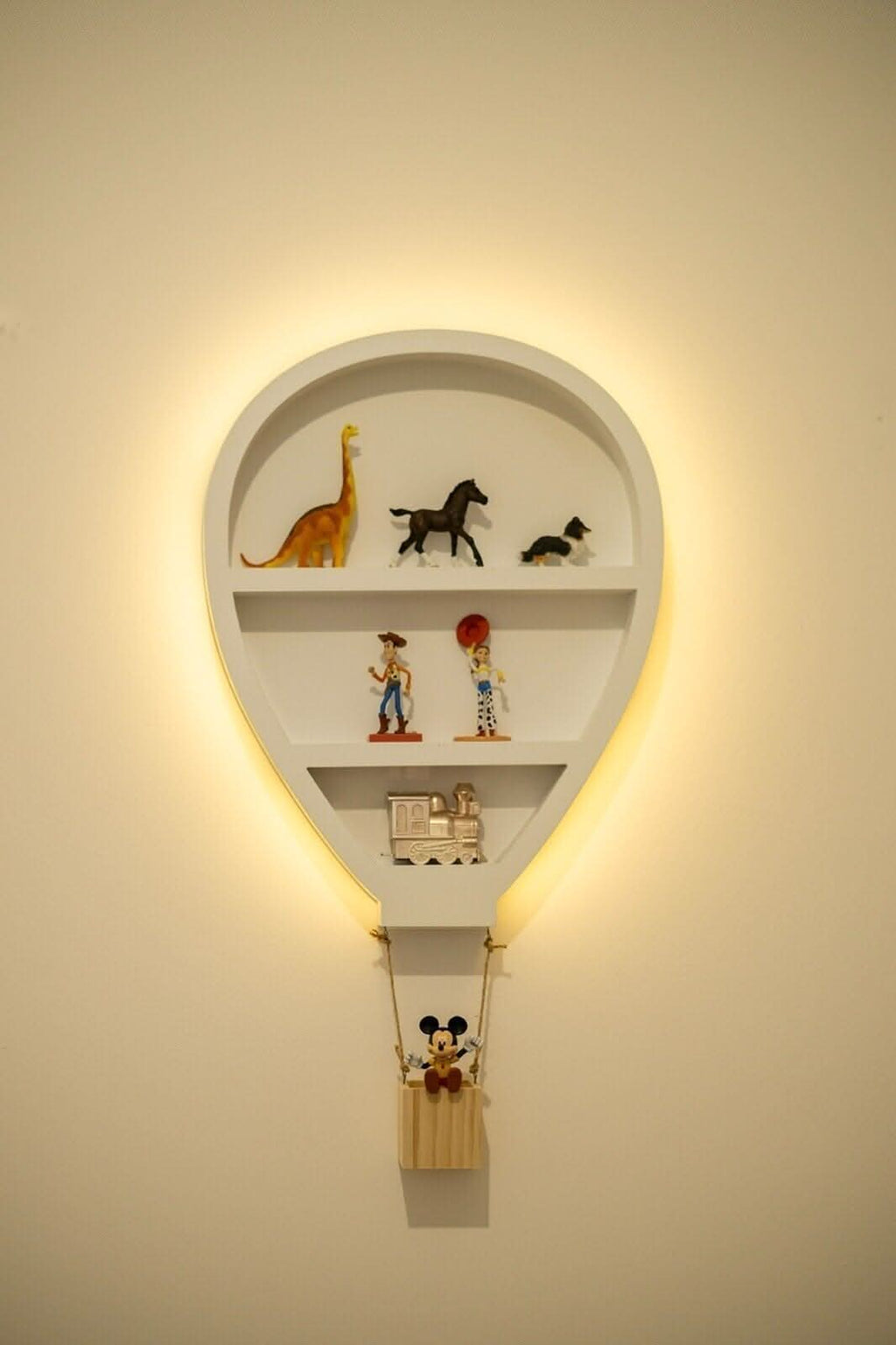 Hot Air Balloon Wall Shelf with LED Lights White MDF 70cm