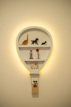 Hot Air Balloon Wall Shelf with LED Lights White MDF 70cm