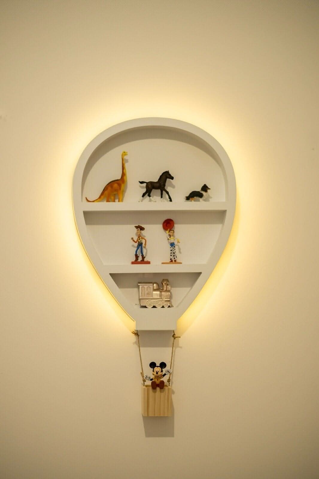 Hot Air Balloon Wall Shelf with LED Lights White MDF 70cm