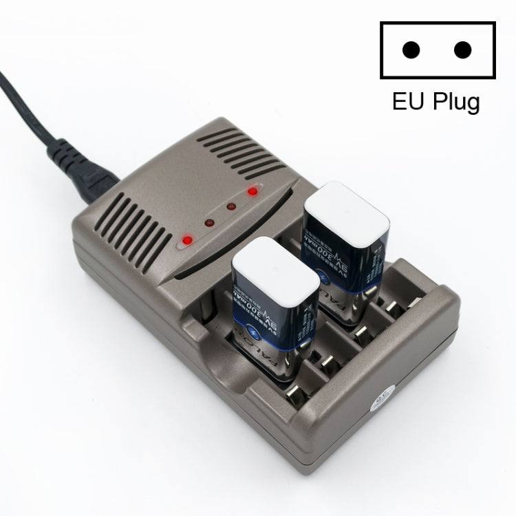 AC 100-240V 4 Slot Battery Charger for AA & AAA & 9V Ni-MH Battery, EU Plug Default Title