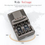 AC 100-240V 4 Slot Battery Charger for AA & AAA & 9V Ni-MH Battery, EU Plug