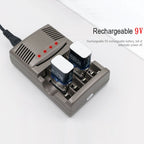 AC 100-240V 4 Slot Battery Charger for AA & AAA & 9V Ni-MH Battery, EU Plug