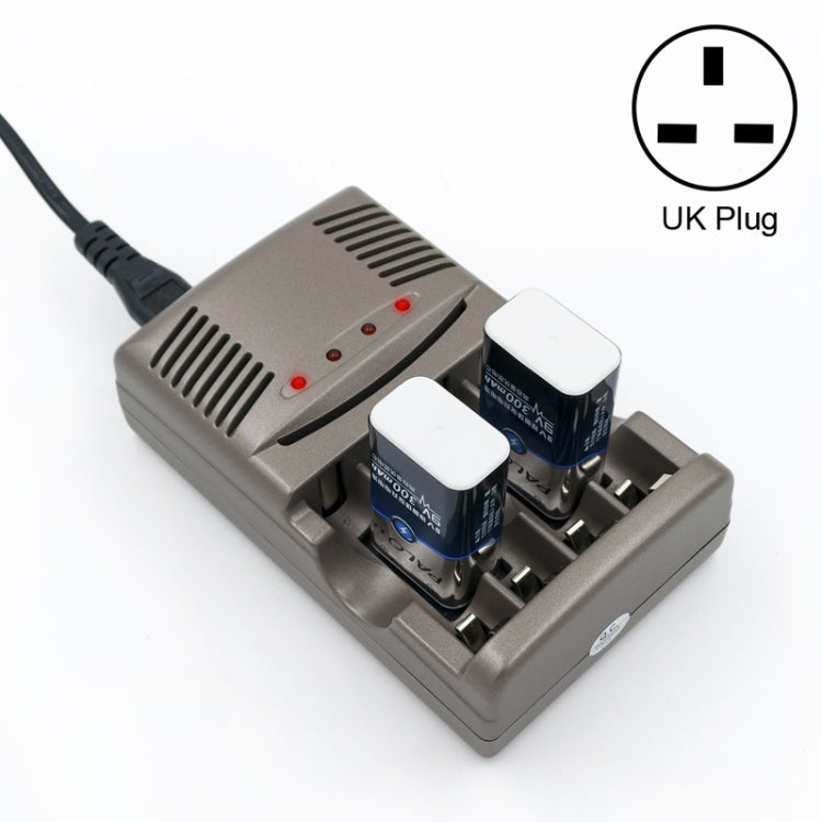 AC 100-240V 4 Slot Battery Charger for AA & AAA & 9V Ni-MH Battery, UK Plug Default Title