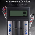 Micro USB 4 Slot Battery Charger for 3.7V Lithium-ion Battery, with LCD Display