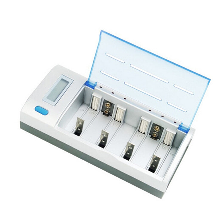 AC 100-240V 4 Slot Battery Charger for AA & AAA & C / D Size Battery, with LCD Display, AU Plug – Flip, TPU