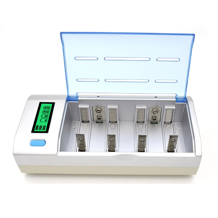 AC 100-240V 4 Slot Battery Charger for AA & AAA & C / D Size Battery, with LCD Display, AU Plug – Flip, TPU