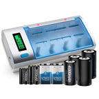 AC 100-240V 4 Slot Battery Charger for AA & AAA & C / D Size Battery, with LCD Display, AU Plug – Flip, TPU