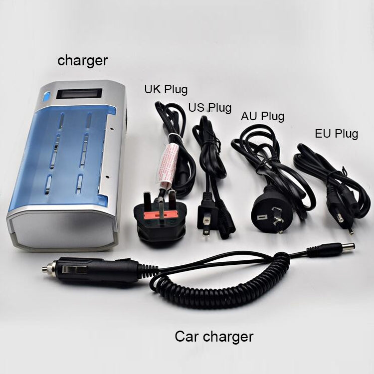 AC 100-240V 4 Slot Battery Charger for AA & AAA & C / D Size Battery, with LCD Display, AU Plug – Flip, TPU