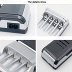 AC 100-240V 4 Slot Battery Charger for AA & AAA Battery, with LCD Display, UK Plug