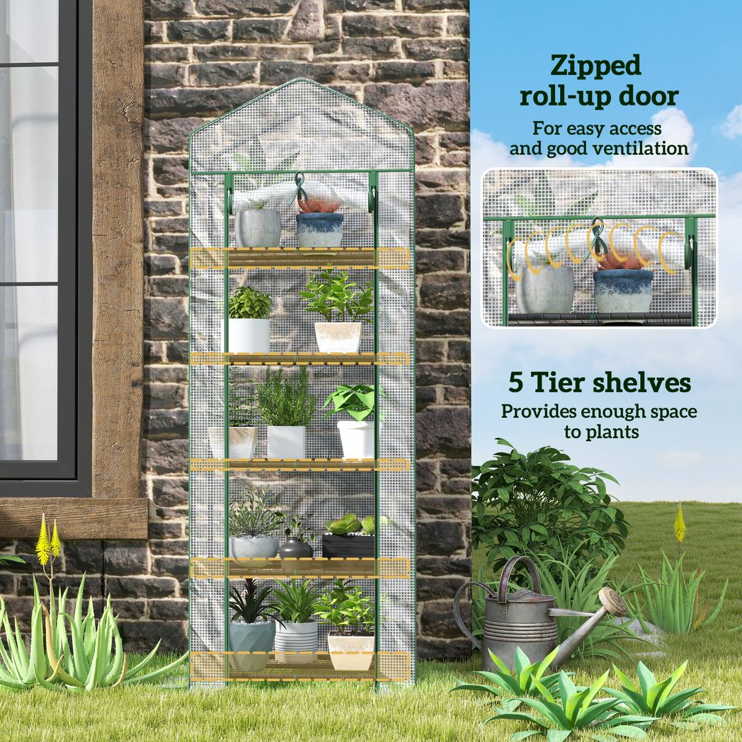 5 Tier Mini Greenhouse Grow House w/ Roll Up Door
