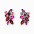 Large Red Gemstone Cluster Earrings in Sterling Silver