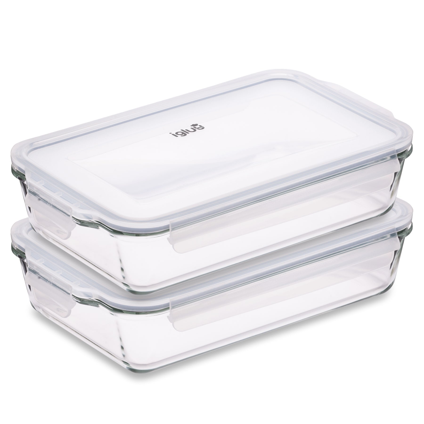 2.2L Borosilicate Glass Lasagne Dish with Lid 2-pack