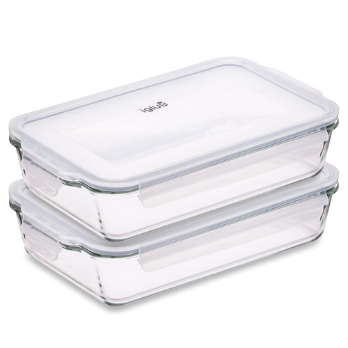 2.2L Borosilicate Glass Lasagne Dish with Lid 2-pack