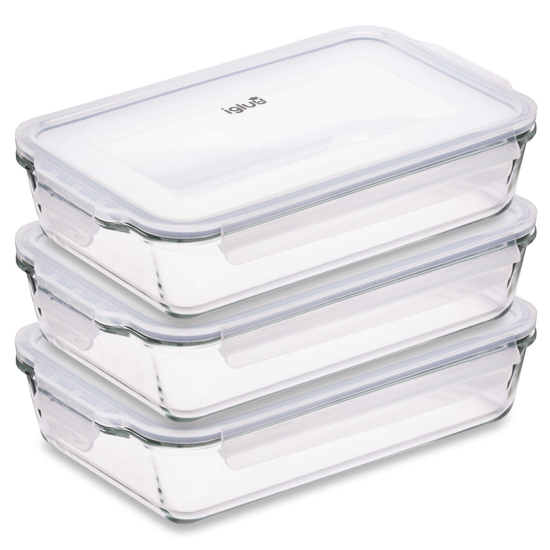2.2L Borosilicate Glass Lasagne Dish with Lid 3-pack