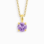Lavender Amethyst Solitaire Pendant Necklace in 18k Gold Vermeil
