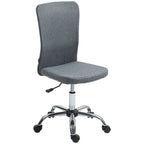 Armless Computer Desk Chair, Fabric Swivel Office Chair, Makeup Vanity Chair with Height Adjustable, Wheels, for Home Study Bedroom, Grey Grey
