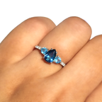 London Blue and Swiss Blue Topaz Ring in Sterling Silver