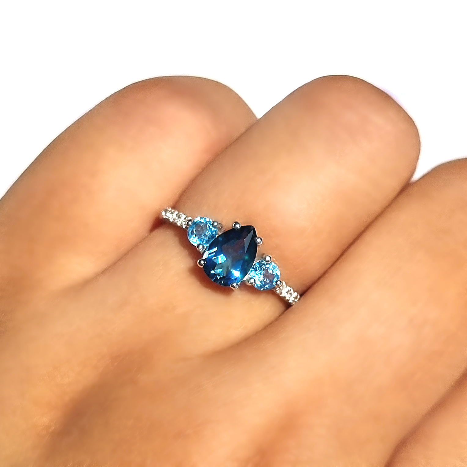 London Blue and Swiss Blue Topaz Ring in Sterling Silver