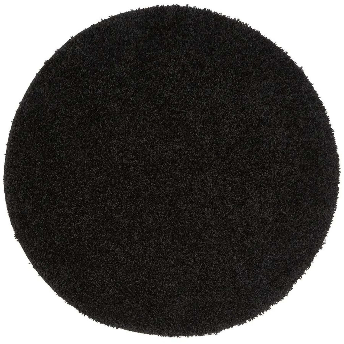 Washable Black Shaggy Rug Ø 100 cm