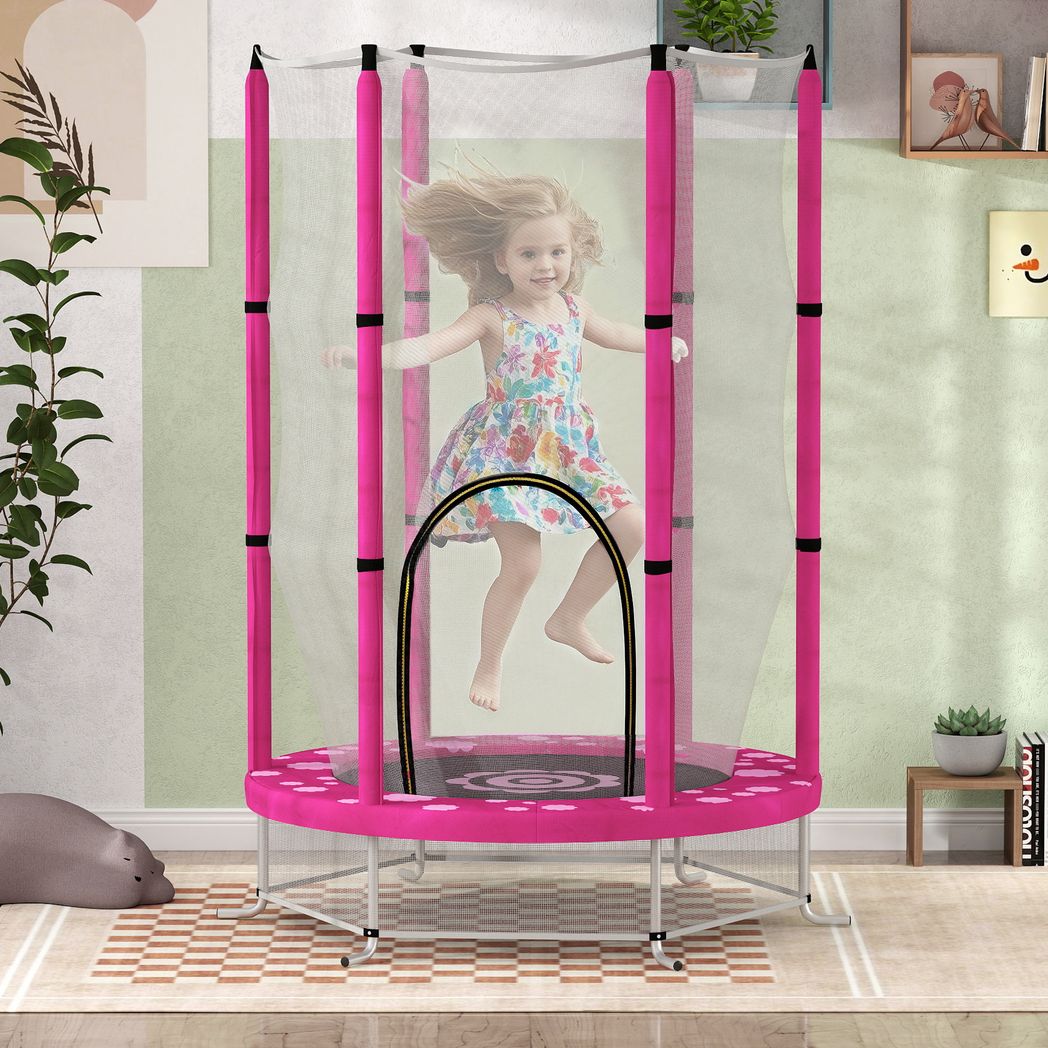 4.6FT Kids Trampoline with Safety Enclosure Net