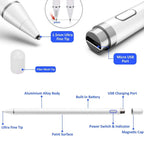 Universal Active Capacitive Stylus Pen(White), Universal White, Universal Black, Universal Red – Bluetooth, Aluminum Alloy