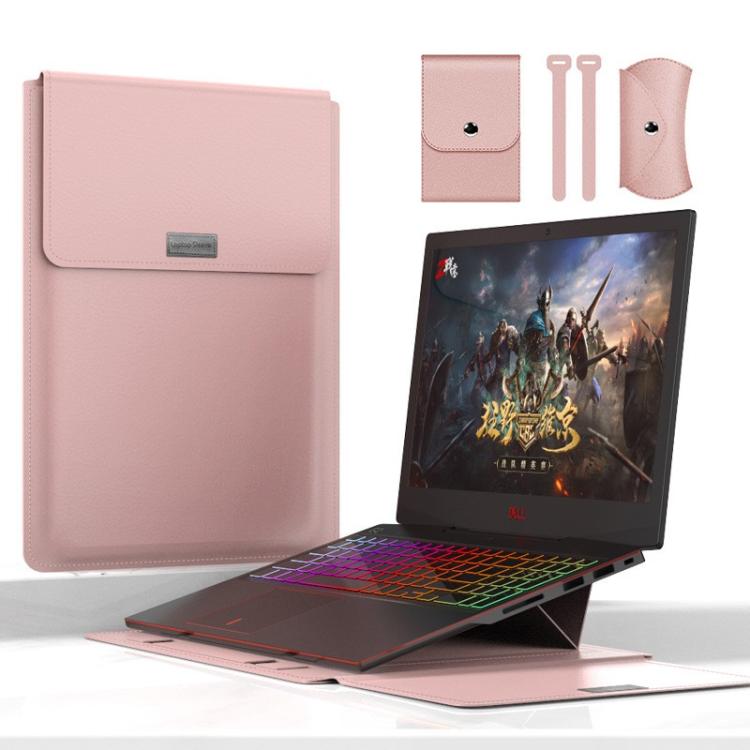 4 in 1 Universal Waterproof PU Leather Laptop Liner Bag with Handle & Stand & Pen Holder + 2 Winders + Mouse Bag + Charger Bag Set for 13 / 14 inch Laptops, 13 / 14 inch – Waterproof, Leather 13 14 inch Rose Gold