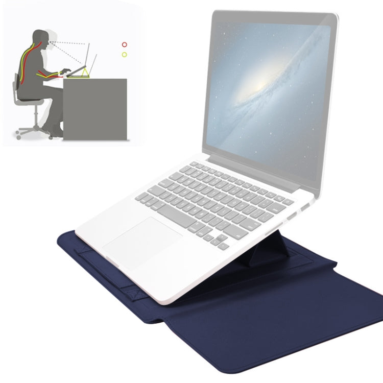 4 in 1 Universal Waterproof PU Leather Laptop Liner Bag with Handle & Stand & Pen Holder + 2 Winders + Mouse Bag + Charger Bag Set for 13 / 14 inch Laptops, 13 / 14 inch – Waterproof, Leather 13 14 inch Dark Blue