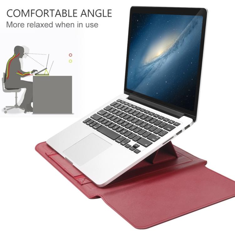4 in 1 Universal Waterproof PU Leather Laptop Liner Bag with Handle & Stand & Pen Holder + 2 Winders + Mouse Bag + Charger Bag Set for 13 / 14 inch Laptops, 13 / 14 inch – Waterproof, Leather