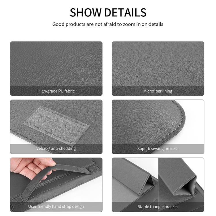 4 in 1 Universal Waterproof PU Leather Laptop Liner Bag with Handle & Stand & Pen Holder + 2 Winders + Mouse Bag + Charger Bag Set for 15 inch Laptops, 15 inch – Waterproof, Leather
