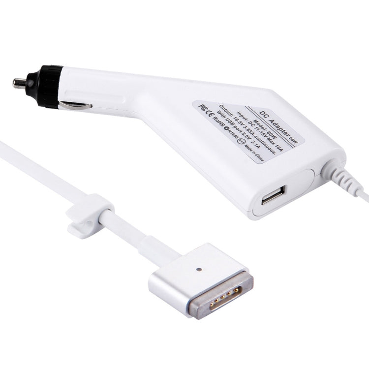60W 16.5V 3.65A 5 Pin T Style MagSafe 2 Car Charger with 1 USB Port for Apple Macbook A1465 / A1502 / A1435 / MD212 / MD2123 / MD662, Length: 1.7m Default Title