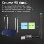 600Mbps 2.4GHz + 5Hz AC Dual Band USB WIFI Adapter with Antenna – Durable Build, Easy to Use