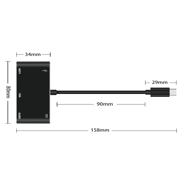 USB-C / Type-C to HDMI /VGA /USB 3.0 /PD Converter – Aluminum Alloy, TPU, 4K