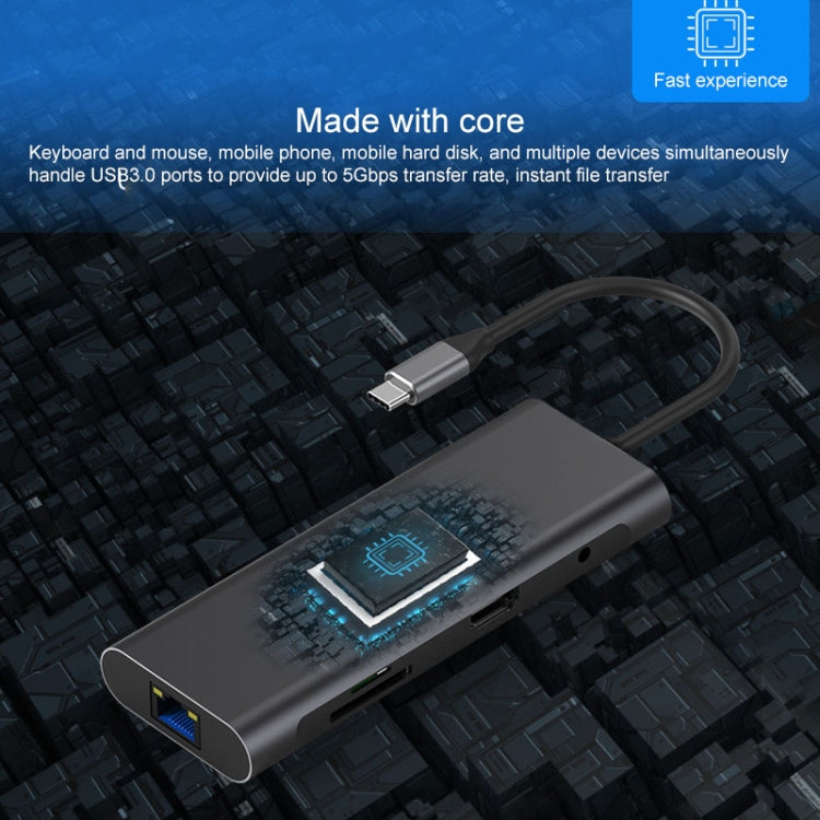 Blueendless 9 In 1 Multi-function Type-C / USB-C HUB Expansion Dock, 9 In 1 – Card Slot, Aluminum Alloy, TPU