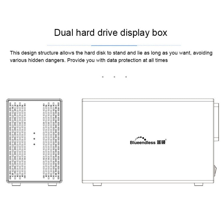 Blueendless USB-B Interface 3.5 inch 2 Bay RAID Combination Array HDD External Enclosure, USB-B – Wear-resistant, Aluminum Alloy
