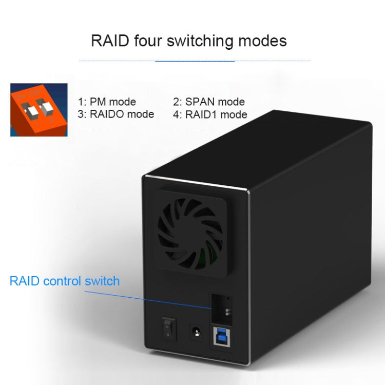 Blueendless Type-C / USB-C Interface 3.5 inch 2 Bay RAID Combination Array HDD External Enclosure, Type-C – Wear-resistant, Aluminum Alloy