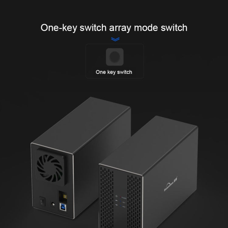 Blueendless Type-C / USB-C Interface 3.5 inch 2 Bay RAID Combination Array HDD External Enclosure, Type-C – Wear-resistant, Aluminum Alloy