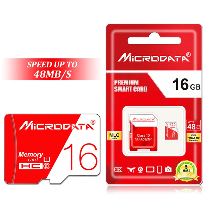 MICRODATA 16GB High Speed U1 Red and White TF(Micro SD) Memory Card, 16GB – Waterproof, Magnetic