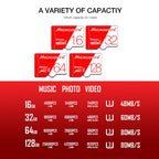 MICRODATA 16GB High Speed U1 Red and White TF(Micro SD) Memory Card, 16GB – Waterproof, Magnetic
