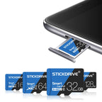 STICKDRIVE 128GB High Speed U3 Blue and Black TF(Micro SD) Memory Card, 128GB – Waterproof, Magnetic