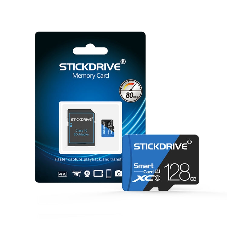 STICKDRIVE 128GB High Speed U3 Blue and Black TF(Micro SD) Memory Card, 128GB – Waterproof, Magnetic