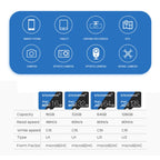 STICKDRIVE 128GB High Speed U3 Blue and Black TF(Micro SD) Memory Card, 128GB – Waterproof, Magnetic