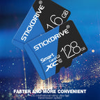STICKDRIVE 128GB High Speed U3 Blue and Black TF(Micro SD) Memory Card, 128GB – Waterproof, Magnetic