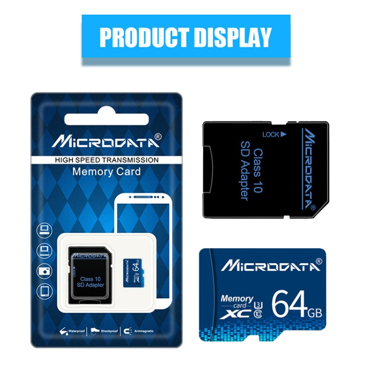 MICRODATA 64GB U3 Blue TF(Micro SD) Memory Card, 64GB – Durable Build, Easy to Use