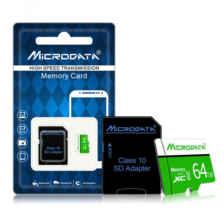 MICRODATA 64GB U3 Green and White TF(Micro SD) Memory Card, 64GB – Durable Build, Easy to Use