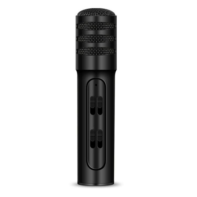 BGN-C7 Condenser Microphone Dual Mobile Phone Karaoke Live Singing Microphone Built-in Sound Card Black