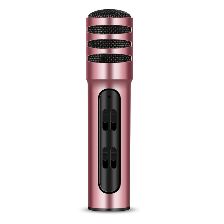 BGN-C7 Condenser Microphone Dual Mobile Phone Karaoke Live Singing Microphone Built-in Sound Card Pink