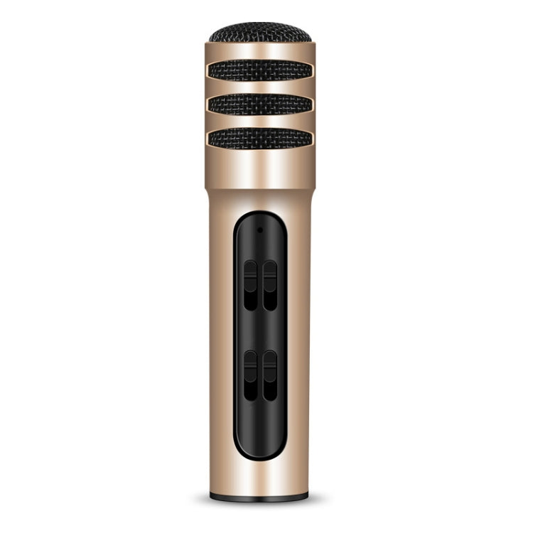 BGN-C7 Condenser Microphone Dual Mobile Phone Karaoke Live Singing Microphone Built-in Sound Card Gold