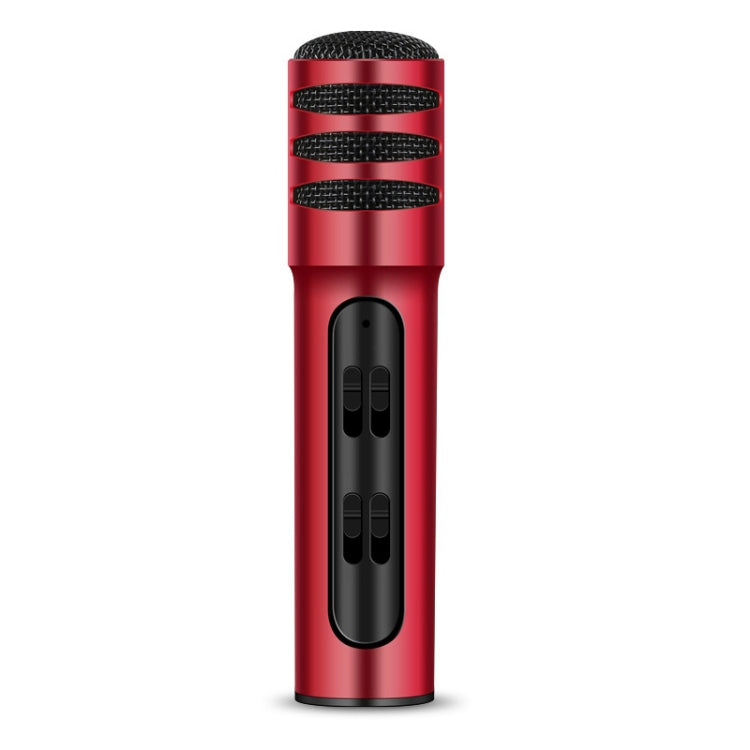 BGN-C7 Condenser Microphone Dual Mobile Phone Karaoke Live Singing Microphone Built-in Sound Card Red