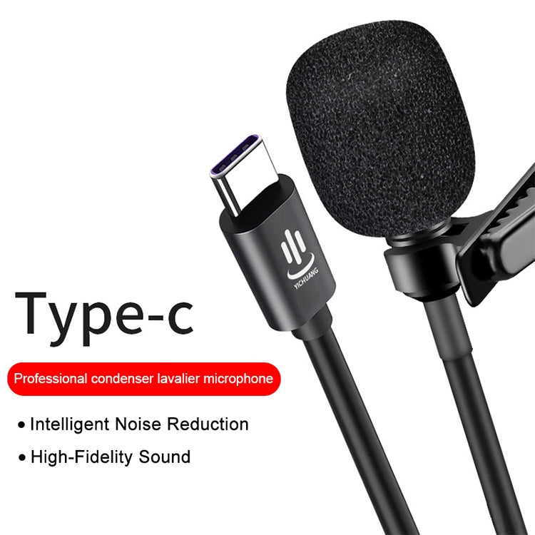 YICHUANG YC-LM10 USB-C / Type-C Intelligent Noise Reduction Condenser Lavalier Microphone, Cable Length: 1.5m, YC-LM10 – Durable Build, Easy to Use
