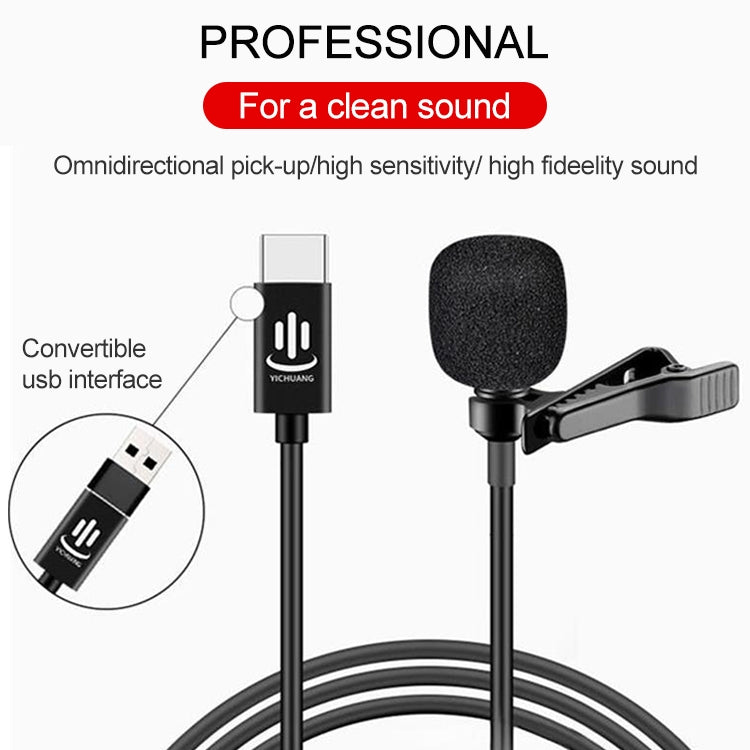 YICHUANG YC-LM10 USB-C / Type-C Intelligent Noise Reduction Condenser Lavalier Microphone, Cable Length: 1.5m, YC-LM10 – Durable Build, Easy to Use